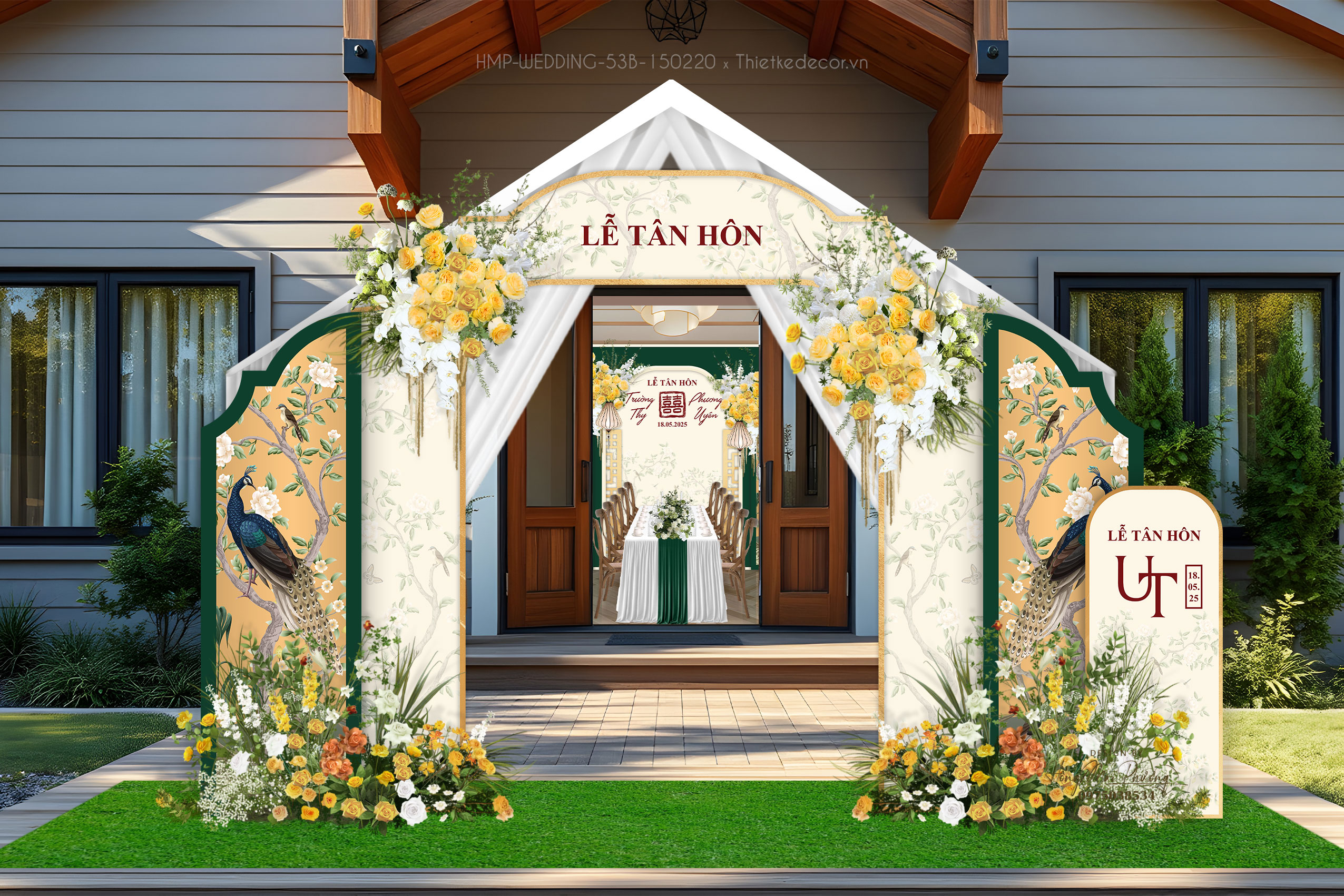 File thiết kế cổng cưới, trang trí tiệc cưới đẹp toen vàng